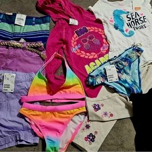 LOT Girls  Summer 10 items Clothing Swimwear Bikini Shorts Leggings s…
